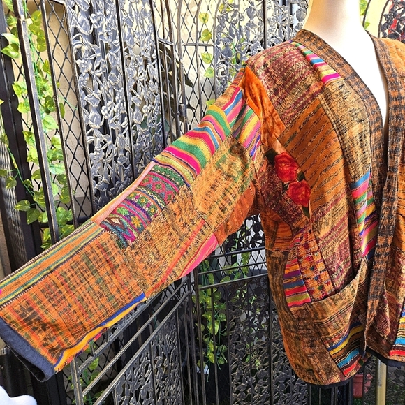 Vintage Multicolor Patchwork Oversized Boho Jacket - Picture 3 of 8